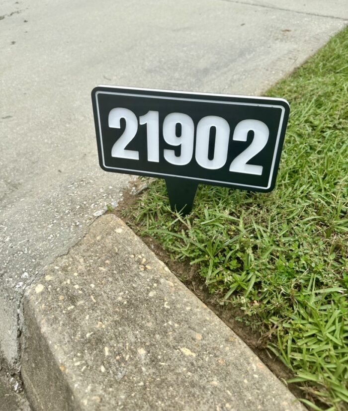 Address Sign for House / House Number Sign, Glows In Dark At Night, Modern Rectangular Design