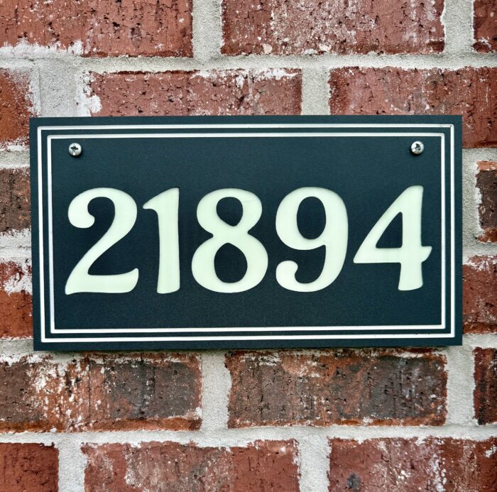 House Address Sign / House Number Sign, Glows In Dark At Night, Rectangle Design
