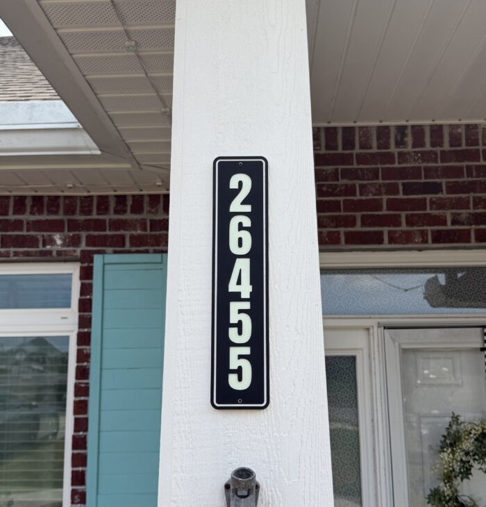 Vertical House Address Sign / House Number Sign, Glows In Dark At Night, Vertical Rectangle Design